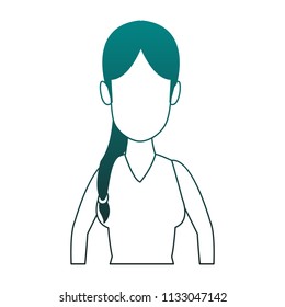 Young woman faceless cartoon blue lines