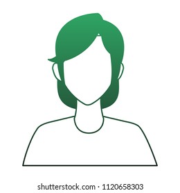 Young woman faceless cartoon green lines