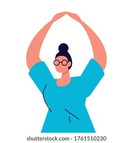 young woman faceless with eyeglasses on white background vector illustration design