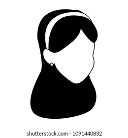 Young woman faceless on black and white colors