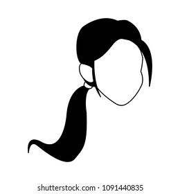 Young woman faceless on black and white colors