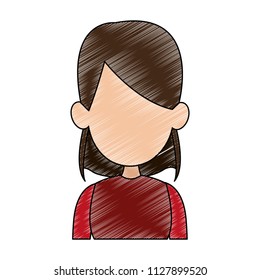 Young woman faceless profile scribble