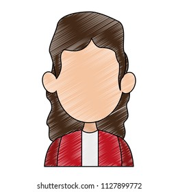 Young woman faceless profile scribble