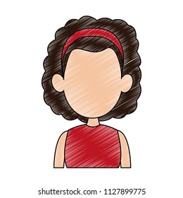 Young woman faceless profile scribble