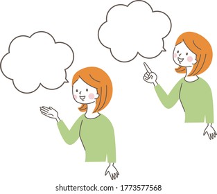
Young woman facial expression set