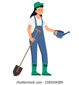 Young woman farmer, illustration concept.