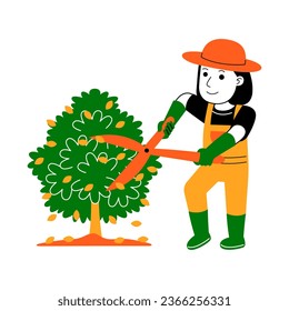  young woman farmer vector illustration