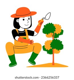  young woman farmer vector illustration