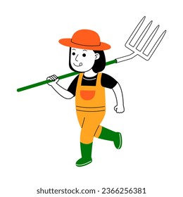  young woman farmer vector illustration