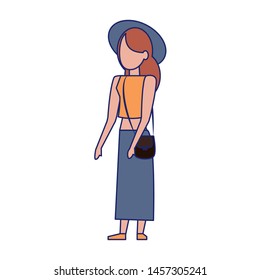 Young woman with fashion clothes faceless avatar vector illustration graphic design