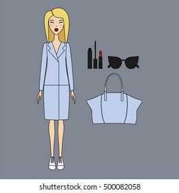 young woman in fashionable clothes.