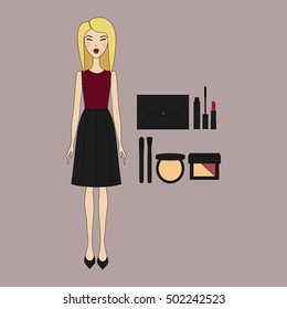 young woman in fashionable clothes.