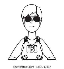 young woman fbi agent character vector illustration design