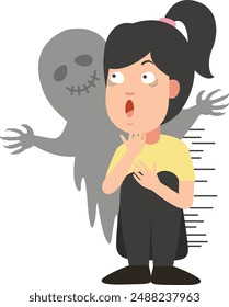 young woman feel afraid vector illustration
