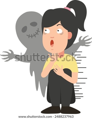 young woman feel afraid vector illustration
