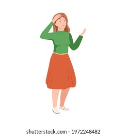 Young Woman Feeling Sad Because of Quarrelling Experience Vector Illustration