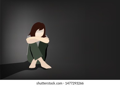 A young woman feels lonely, sad or upset in a long time which a cause of the first symptom of a depressive disorder.