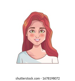 young woman female avatar character vector illustration design