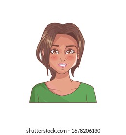 young woman female avatar character vector illustration design
