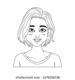 young woman female avatar character vector illustration design