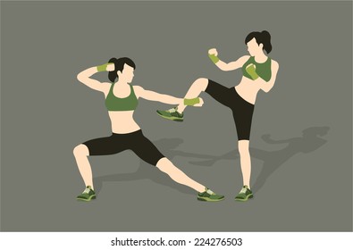 Young Woman Fighting Body Combat