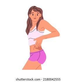 Young woman in fitness sportswear. Woman activities. Sport women trendy. Athletic woman. Healthy lifestyle, athletic body. Flat vector illustration