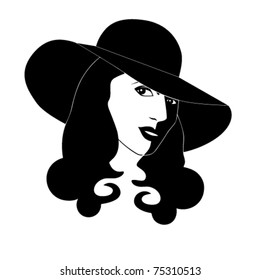 Young woman with floppy hat (vector)