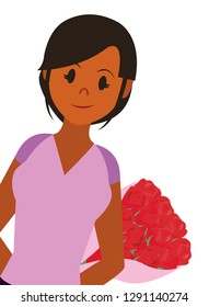 Young woman with flowers