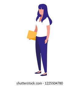 young woman with folder