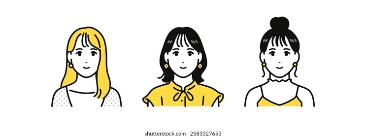 Young woman friend character icon
