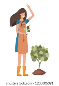 young woman gardener avatar character