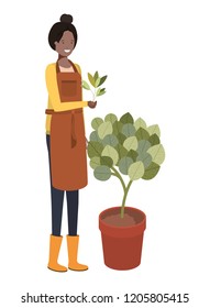 young woman gardener avatar character