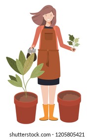 young woman gardener avatar character