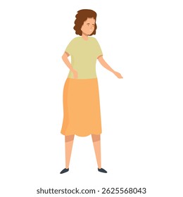 Young woman gesturing standing smiling character design illustration