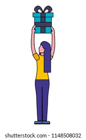 young woman with gift box present