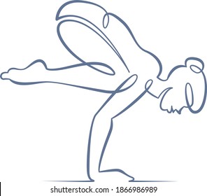 Young Woman Girl Athlete Goes In For Sports Yoga Fitness. One Line Continuous Thick Bold Single Drawn Art Doodle Isolated Hand Drawn Outline Logo Illustration.