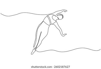 Young woman girl athlete goes in for sports yoga fitness. One continuous drawing line, one line drawing of woman doing kegel exercises simple single line vector illustration.