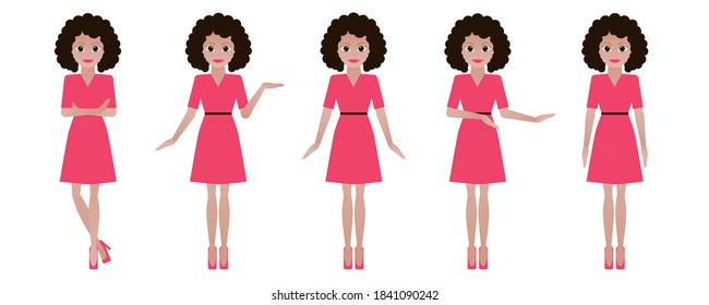 Young woman. Girl. different poses and emotions. Big set.