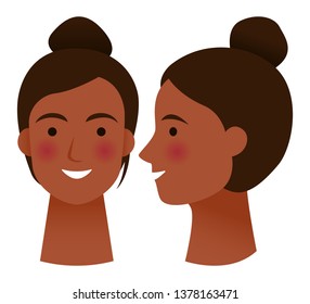 Young woman, girl portrait. Head, Face, isolated vector illustration. Beauty model.