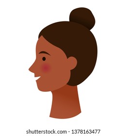 Young woman, girl portrait. Head, Face, isolated vector illustration. Beauty model.