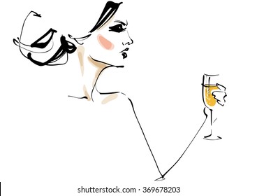 Young woman with a glass of champagne