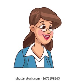 young woman with glasses avatar character vector illustration design