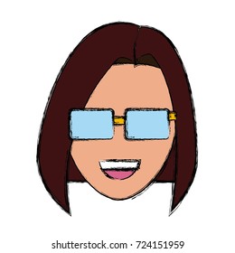 Young woman with glasses cartoon