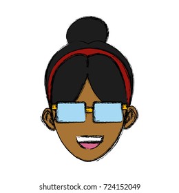 Young woman with glasses cartoon