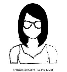 young woman with glasses character