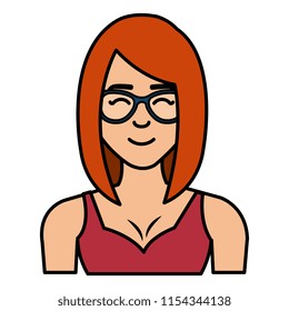 young woman with glasses character
