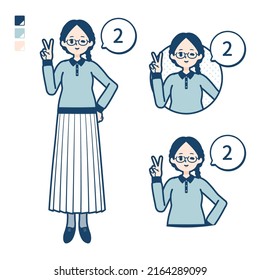 A young woman with glasses with Counting as 2 images.It's vector art so it's easy to edit.