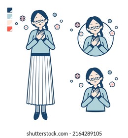 A young woman with glasses with Rest images.It's vector art so it's easy to edit.