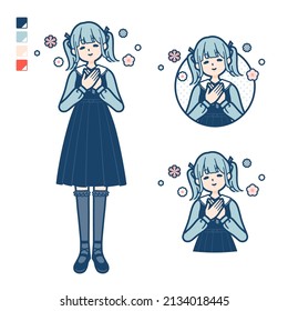 A young woman in gothic lolita costume with Rest images.It's vector art so it's easy to edit.