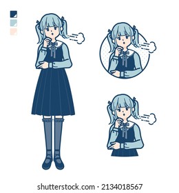 A young woman in gothic lolita costume with Sighing images.It's vector art so it's easy to edit.